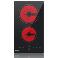 WEHIMO Ceramic Hob 2 Plates, Domino Ceramic Hob, 29.5cm, 3000W, 2 Cooking Zones (1800W+1200W), 9 Heat Levels, Touch Control, Child Lock, 1-99min Timer, Suitable for All Pots