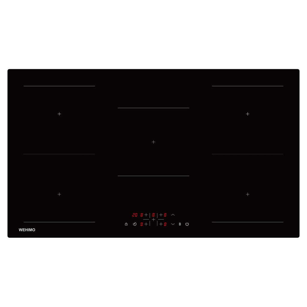 WEHIMO Induction Hob, Induction Hob 5 Plates with Power Booster, 5 Zones Built-in, 9 Power Levels Induction Cooktop 90cm (8600W), 220-240V