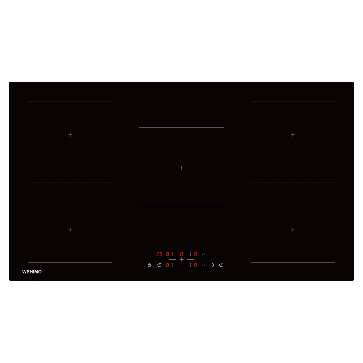 WEHIMO Induction Hob, Induction Hob 5 Plates with Power Booster, 5 Zones Built-in, 9 Power Levels Induction Cooktop 90cm (8600W), 220-240V