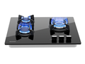 WEHIMO Gas Hob 3 Burners, Gas Hob 3 Burners Built-in, Gas Cooktop 60cm, Cast Iron Grate, 7750W, Town Gas and Bottled Gas, Black Glass